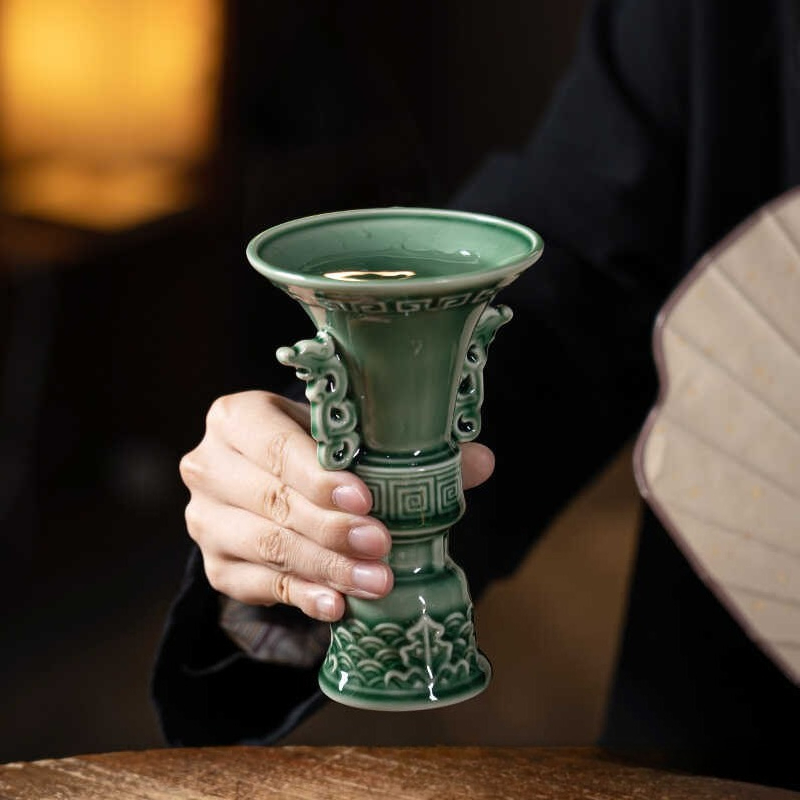 Celadon Ceramic Cup - Archaizing Antique Celadon Goblet,Large Capacity Creative
