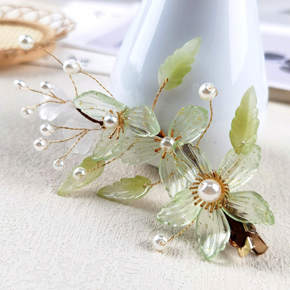 Hanbok Hair Pin - Chinese Hair Clip Hairpins Green Flower