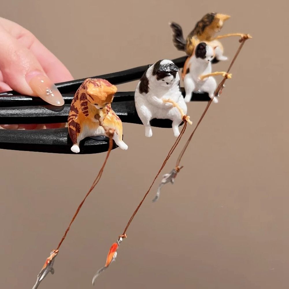 Cute Cat Fishing Wooden Hair S – обзор и цена Hanbok Hair Pin