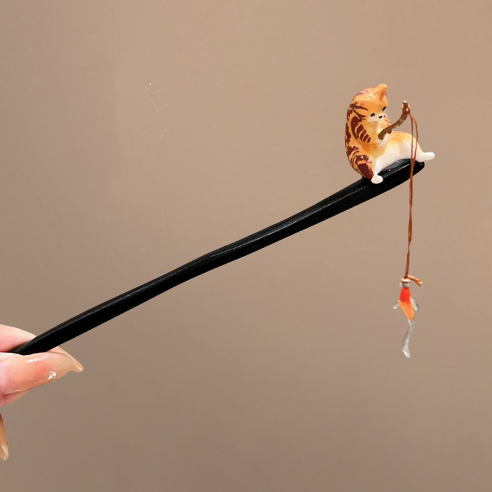 Antique Cat Fishing Wooden Hai – обзор и цена Hanbok Hair Pin